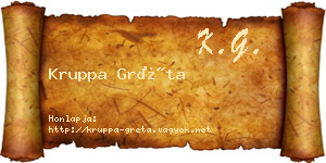 Kruppa Gréta névjegykártya